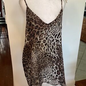 Leopard Print Spaghetti Strap Top (Size: XXL)